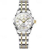 cheap Mechanical Watches-New Olevs Brand Ladies' Business Watch With Luminous Display, Calendar And Week Indication, Fully Automatic Mechanical Movement, Diamond-Set Rhombus Shape, Water-Resistant, Suitable For Casual And Spo