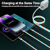 economico Luci decorative-Cavo di ricarica luminoso 3 in 1, cavo di ricarica multi-led, cavo di ricarica luminoso, cavo USB 3A, compatibile con la maggior parte degli smartphone