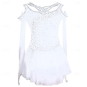 economico Abiti da Pattinaggio Artistico-Abito da pattinaggio artistico Ragazze Pattinaggio sul ghiaccio Vestito Nero Bianco Giallo Patchwork Foro per il pollice Elasticizzato Allenamento Competizione Vestiti da pattinaggio sul ghiaccio