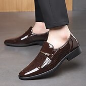 cheap Monk Shoes-Men's Faux Leather Perforated Dress Loafers with Glossy Finish, Stylish Slip-On Shoes for Formal &amp; Evening Events