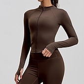 economico Giacche da corsa-Per donna Tinta unita Giaccia da corsa Giacca da esterno Giacca sportiva Estate Primavera Autunno Cerniera completa Snello Manica Lunga Asciugatura Rapida Leggero Elastico Traspirante Palestra Corsa