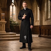 tanie Odzież wierzchnia-Retro / vintage Religijne Średniowieczne Szata Długie rękawy Kapłan Strój na bal maskowy Męskie Halloween Karnawał Targi Renesansu Impreza w stylu retro Dla dorosłych Top