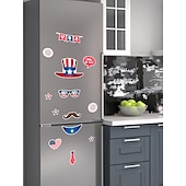  Magnetiske kjøleskapsklistremerker til uavhengighetsdagen i USA, bilklistremerker, høytidsdekorasjoner, vanntette veggklistremerker med tegneseriemotiv