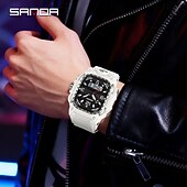 cheap Digital Watches-SANDA Men Digital Watch Creative Large Dial Outdoor Sports Luminous Stopwatch Alarm Clock Countdown Silicone Gel Silicone Watch
