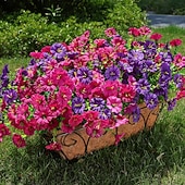  8 Bundles Artificial Flowers for Outdoors, Fake Plastic Morning Glory Petunias Plant, Faux Colorful Silk for Outside Planter Garden Front Porch Door Spring Summer Decor