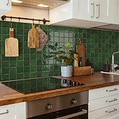 abordables Pegatinas de pared-Paquete de 10 paneles decorativos de pared 3D, azulejos de vinilo vintage de epoxi para salpicadero de cocina, adhesivos autoadhesivos despegables, aptos para cocinas, baños, lavanderías y vehículos