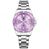 billiga Kvartsklockor-Mors Dag Gåva OLEVS Kvinnor Kvartsur Kreativ Minimalistisk Lyx Casual Kalender Datum Vattentålig Dekoration Rostfritt Stål Armbandsur