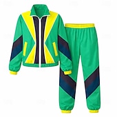 preiswerte Outfits-Hippie 1980er Streetstyle Hose Outfits Jacke langarm Disco Kostüm Unisex Karnevalskostüm Maskerade Alltagskleidung Party &amp; Abend Alltagstauglich Erwachsene Oberteil Hose