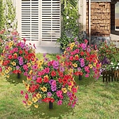  24 Inch Artificial Flower Stake Outdoor Decor Violet  Boxwood Topiary Ball Trees Multi-Color Garden Stakes for Yard & Lawn, No Fade Heavy Duty Plastic, All Season Decoration