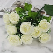 levne Umělé květiny-umělé růže, aranžmá z hedvábných růží do obývacího pokoje, květinová dekorace na stůl pod televizní stolek, umělé květiny do středu pokoje