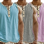  3-delt flerpakning singlet for menn, singlet, ermeløs, henley-skjorte, sommer, enkel, motedesigner, enkel, avslappet, ferie, gate, abc-topp, t-skjorte for menn