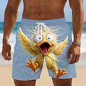  Per uomo Cartoni animati Divertente Anatra Costumi da bagno Pantaloncini da mare Pantaloncini da Surf Misura del girovita medio Hawaiano Vacanza al Mare Tasche Laterali fodera in rete Coulisse