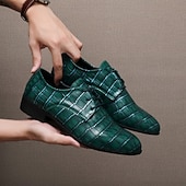 abordables Chaussures Derby-Chaussures habillées pour hommes en similicuir orange à motif crocodile – chaussures de ville et de mariage pour messieurs modernes