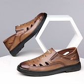 economico Sandali casual-sandali da uomo marroni senza lacci, tomaia traspirante con design casual, comodi per avventure all'aria aperta, abbigliamento casual e attività estive