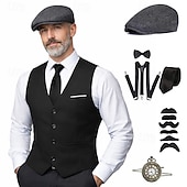 Недорогие Наряды-Бурные 20-е 1920-е годы Ретро Инвентарь Жилет Набор аксессуаров барин Гангстер Маскарадный костюм Муж. Карнавал Маскарад Коктейльная вечеринка Тематическая вечеринка Взрослые