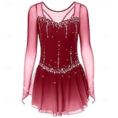 abordables Vestidos de Patinaje Artístico-Vestido de patinaje artístico Chica Patinaje Sobre Hielo Vestidos Negro Blanco Amarillo Retazos Costura asimétrica Elástico Entrenamiento Competición Ropa de Patinaje Clásico Cristal / Strass Manga