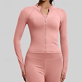 economico Giacche da corsa-Per donna Tinta unita Giaccia da corsa Giacca da esterno Giacca sportiva Estate Primavera Autunno Cerniera completa Snello Manica Lunga Asciugatura Rapida Leggero Elastico Traspirante Palestra Corsa