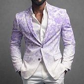 economico Blazer Stampati da Uomo-Per uomo Stampa Floreale Giacca blazer Cappotto Confortevole Traspirante Artistico Casual Quotidiano Formale Abbigliamento da sera Stampa 3D Bottoni Multi-tasche Autunno &amp; Inverno Primavera Dentellato