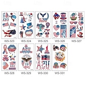  30 ark midlertidige tatoveringer med 4. juli-motiv for barn og voksne, patriotiske tatoveringsklistremerker med USA-flagg til uavhengighetsdagens dekorasjoner og festgaver, vanntett kroppskunst med