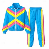 baratos Conjuntos-Hippie Anos 80 Estilo de rua Calças Roupa Jaqueta Manga Comprida Discoteca Geométrica Fantasia Unisexo Fantasia de Carnaval Baile de Máscaras Casual Dia a Dia Festas &amp; Noite Adulto Blusa Calças
