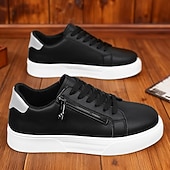billiga Vardagssneakers-Vita herrsneakers med dragkedja, trendiga och mångsidiga för vardagliga utflykter och resor