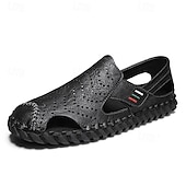 preiswerte Lässige Sandalen-Weiße, perforierte Herren-Freizeitschuhe aus Kunstleder, leichte, atmungsaktive Loafer für sommerliche Mode und legere Treffen
