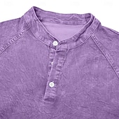  Per uomo Maglietta Maglia Henley Camicia 100% cotone lavaggio acido Manica Lunga Semplice Vintage Streetwear Casual Lavato Manica corta Collo alla coreana Henley Casuale Casa Streetwear Primavera