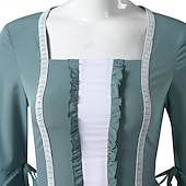 abordables Vestido-Retro Antiguo Medieval Renacimiento Hasta el Suelo Vestidos Campana Princesas Escote Cuadrado Disfraz Mujer Fantasía Víspera de Todos los Santos Carnaval Mascarada Feria del Renacimiento LARP Adulto