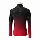 abordables Disfraces de Patinaje Artístico para Niños y Hombres-Top de patinaje artístico Hombre Patinaje Sobre Hielo Tops Negro Rojo Retazos Alta elasticidad Entrenamiento Competición Ropa de Patinaje Clásico Cristal / Strass Manga Larga Patinaje sobre hielo