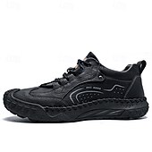 cheap Casual Lace-Up Shoes-Men's Brown Hand-Stitched Faux Leather Hiking Shoes – Rugged Casual Footwear for Outdoor Trekking &amp; Daily Street Style
