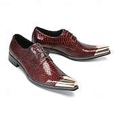 voordelige Klassieke Dress Schoenen-Echte leren bordeauxrode geklede schoenen met slangenprint voor heren, formele Oxford-schoenen voor bruiloften, luxe schoenen voor de bruidegom en bruiloftsgasten