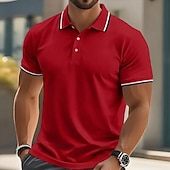 abordables Polo clásico para hombre-Hombre Camiseta de golf Camisetas polo piqué Casual Negocio Cuello polo acanalado Manga Corta Moda Básico Color sólido Plano Botones Verano Primavera Primavera &amp; Otoño Ajuste regular Azul cielo