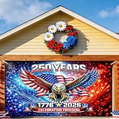 cheap 250th Anniversary-U.S. 250th Anniversary Garage Door Cover Decoration, 4th of July Eagle Photograph Backdrop America 1776-2026 USA Banner for Independence Day Patriotic Decor