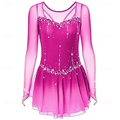 abordables Vestidos de Patinaje Artístico-Vestido de patinaje artístico Chica Patinaje Sobre Hielo Vestidos Negro Blanco Amarillo Retazos Costura asimétrica Elástico Entrenamiento Competición Ropa de Patinaje Clásico Cristal / Strass Manga