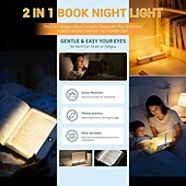 baratos Luzes de leitura-Luminária de leitura LED recarregável, transparente e plana, com 3 cores. &amp;Luzes de leitura com temporizador e intensidade ajustável para leitura noturna, luminária de painel para desenho com