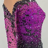 economico Abiti da Pattinaggio Artistico-Abito da pattinaggio artistico Per donna Pattinaggio sul ghiaccio Vestito Lilla Patchwork Schiena aperta Elasticizzato Allenamento Competizione Vestiti da pattinaggio sul ghiaccio Classico Cristallo