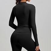 economico Giacche da corsa-Per donna Tinta unita Giaccia da corsa Giacca da esterno Giacca sportiva Estate Primavera Autunno Cerniera completa Snello Manica Lunga Asciugatura Rapida Leggero Elastico Traspirante Palestra Corsa