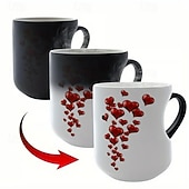 levne Šálky a hrnečky-Magický keramický hrnek ve tvaru srdce, který mění barvu, termochromický kávový hrnek s rukojetí ve tvaru srdce, zábavný keramický kávový hrnek na Valentýna, dárky ke Dni matek