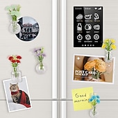 economico Vasi e cestini-Confezione da 5 graziosi mini vasi magnetici per frigorifero, piccoli vasi di vetro con fiori, decorazioni magnetiche per frigorifero per cucina, ufficio, armadietto