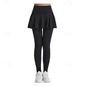cheap Women's Skirts &amp; Skorts-Women's Solid Colored Casual Skirt Tennis Skort Tennis Skirt with Leggings Sport Skirt Pocket High Waist Quick Dry Breathable Tennis Golf Pickleball Skirt Bottoms Black White Tennis Clothing