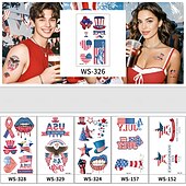  30 ark midlertidige tatoveringer med 4. juli-motiv for barn og voksne, patriotiske tatoveringsklistremerker med USA-flagg til uavhengighetsdagens dekorasjoner og festgaver, vanntett kroppskunst med