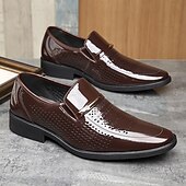 cheap Monk Shoes-Men's Faux Leather Perforated Dress Loafers with Glossy Finish, Stylish Slip-On Shoes for Formal &amp; Evening Events