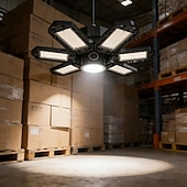 baratos Luzes de trabalho-Lâmpada LED para garagem com faixa de iluminação de teto de alto brilho 6500k, 7+1 painéis deformáveis, adequada para porão, celeiro, lavanderia e áreas de armazenamento.