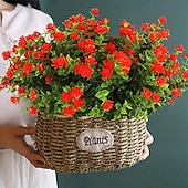 זול פרח מלאכותי-6 חבילות פרחים מלאכותיים פרחים מזויפים חיצוניים לקישוט עמיד בפני UV ללא דהייה צמחי פלסטיק מלאכותיים גינה למרפסת חלון עיצוב ארגזי חלון