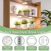 baratos Luz LED Ambiente-Luminária de cultivo LED circular com 1/2/3/4 LEDs, 48 LEDs, temporizador de 3/9/12 horas, 3 modos de cor, brilho ajustável, alimentação USB 5V, ideal para plantas de interior, hidroponia, hortaliças