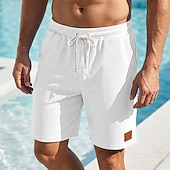 Χαμηλού Κόστους Casual σορτς-Ανδρικά Σορτς βάφλα Σορτσάκια Καλοκαιρινό σορτς Casual σορτς Κορδόνι Τσέπη Ελαστική μέση Σκέτο Άνεση Αναπνέει σύντομο ΕΞΩΤΕΡΙΚΟΥ ΧΩΡΟΥ Διακοπές Αθλητισμός Καθημερινό Μαύρο Λευκό Μικροελαστικό