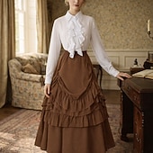 abordables Conjuntos-Conjunto Elegante Medieval Renacimiento Hasta el Tobillo Falda Blusa / Falda Larga Princesas Dama Corte A Disfraz Mujer Fantasía Navidad Víspera de Todos los Santos Feria del Renacimiento LARP Adulto
