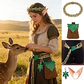 voordelige Accessoires en meer-Middeleeuws Renaissance Fancy kostuum Accessoires Elf Fee Kostuum Dames Fantasie Halloween Carnaval Prestatie LARP Ren Faire Volwassenen Helm Riem Tas