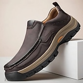 economico Scarpe Casual Slip-On-scarpe da trekking resistenti da uomo in similpelle, marroni, perfette per avventure all'aria aperta e viaggi informali