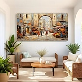 olcso Tájképek-kézzel készített olajfestmény vászon faldekoráció építészet utcakép lakberendezéshez keret nélküli, feszítetlen festmény